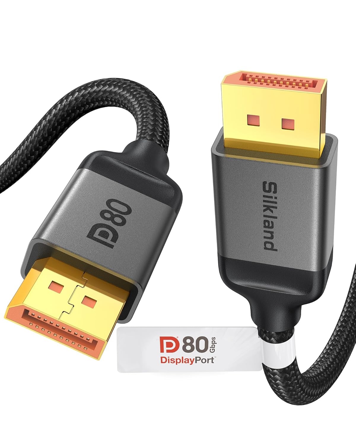 Silkland 80Gbps DisplayPort Cable 2.1 6.6FT/2M VESA Certified, 8K@240Hz, 4K@5…