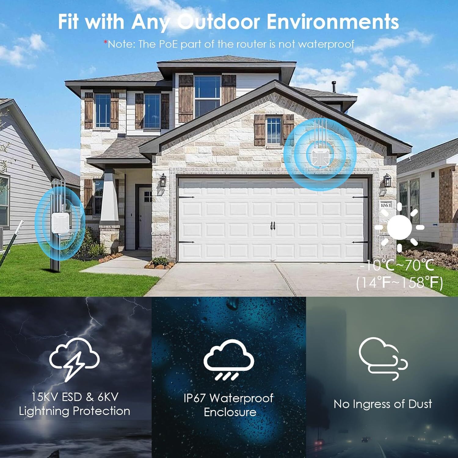 WiFi 7 Extender Long Range WiFi 6 Signal Booster Outdoor up to 300M for Yard/RV