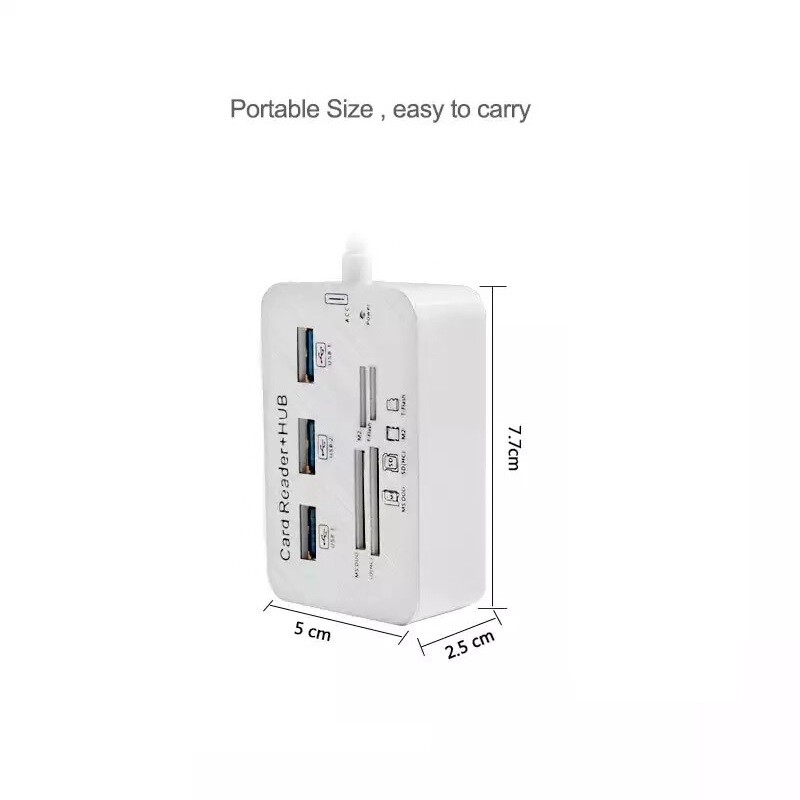 Aluminum 3 Port USB 3.0 Hub MS SD M2 TF Multi-In-1 Memory Card Reader Adapter US