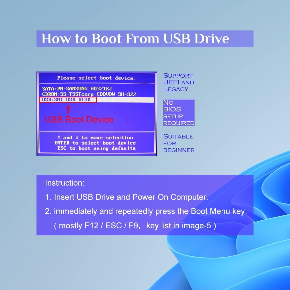 Bootable USB Drive for Windows 11, 10, 7 Both Home and Pro – Reinstall, Install,