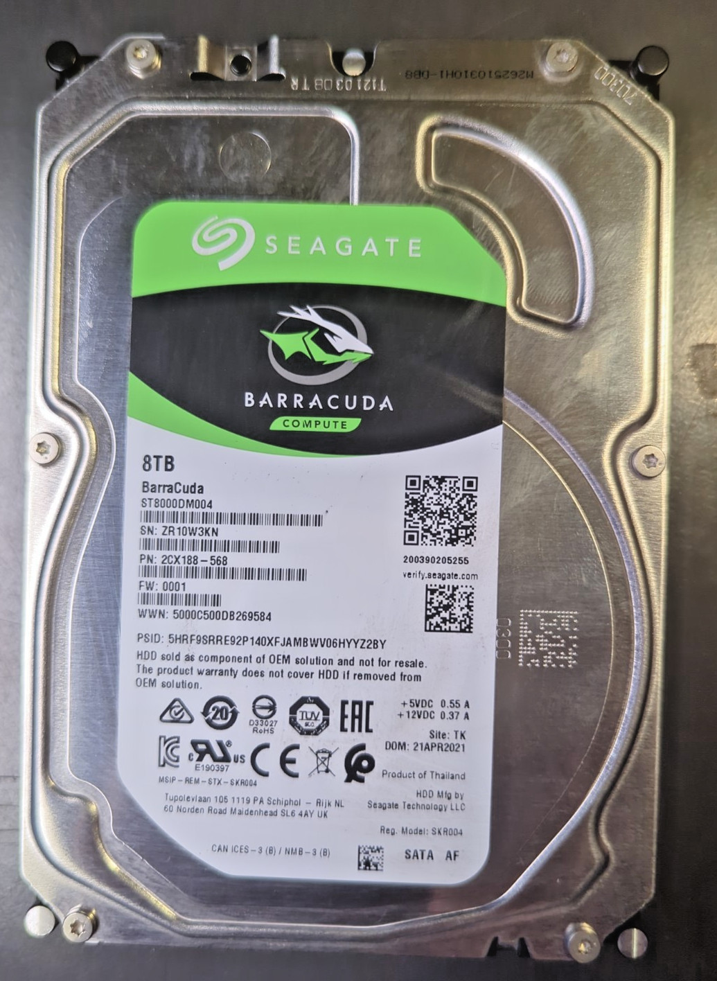 ST8000DM004-2CX188 – Seagate Barracuda – 8TB – SATA – Hard Drive