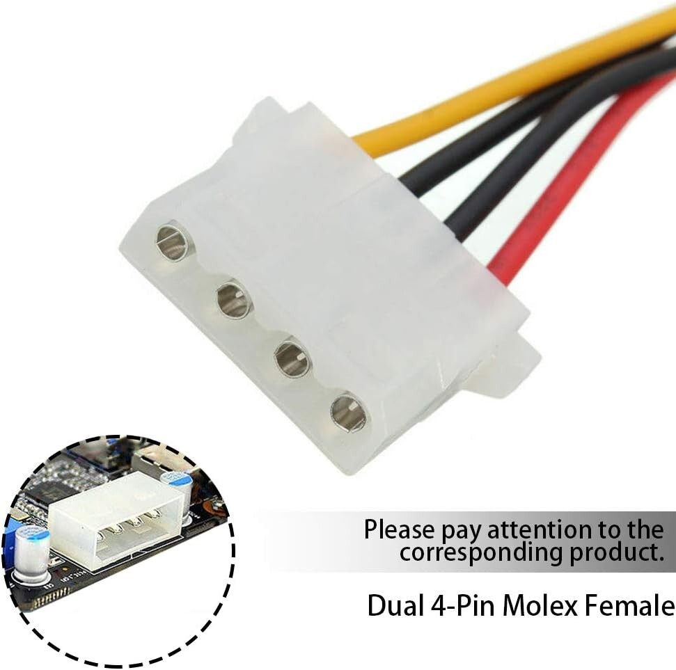 6″ SATA 15-Pin Male to Dual 4-Pin Molex Female Y Splitter, 308977