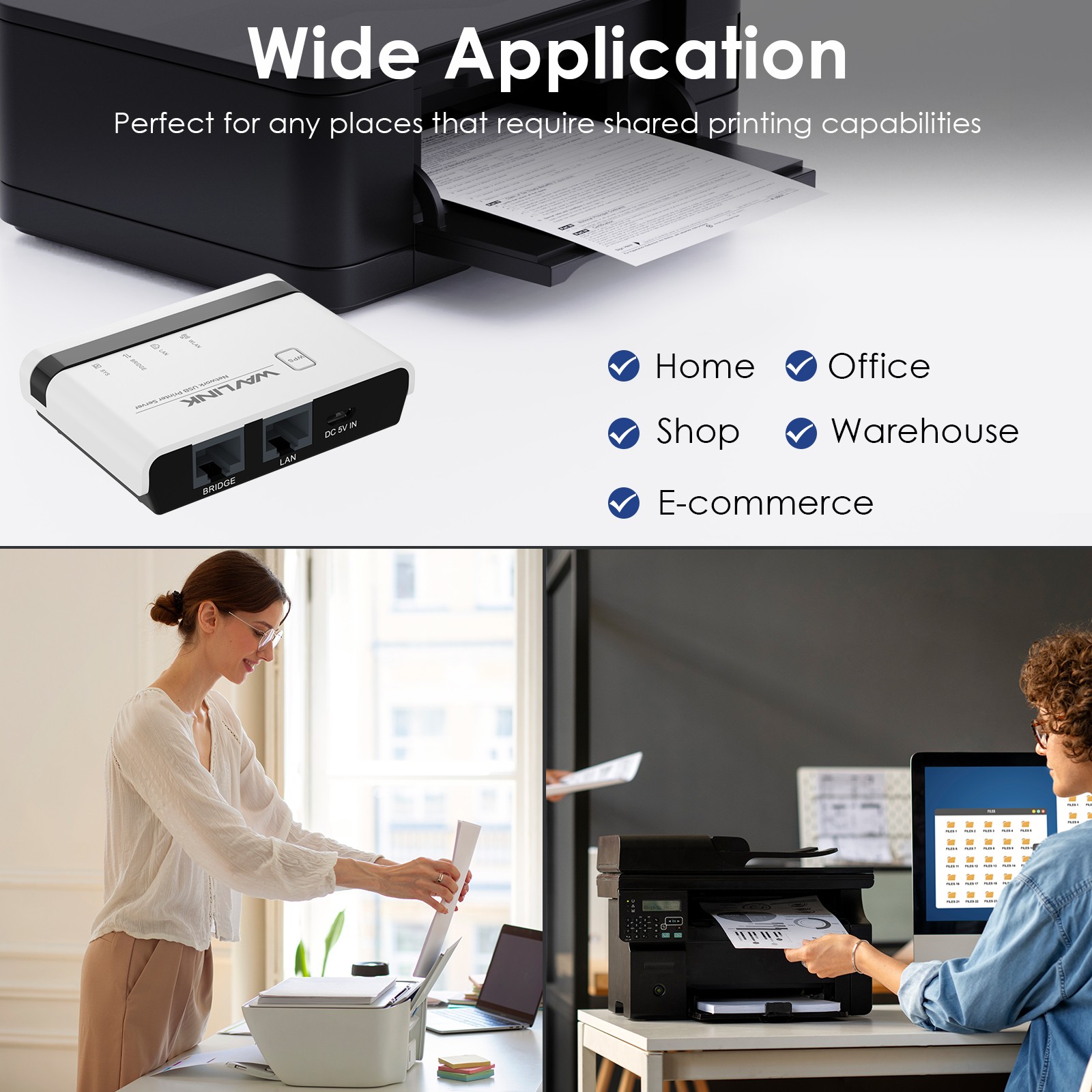 USB 2.0 Network Print Server LAN Print Share Server USB Wireless Print Server