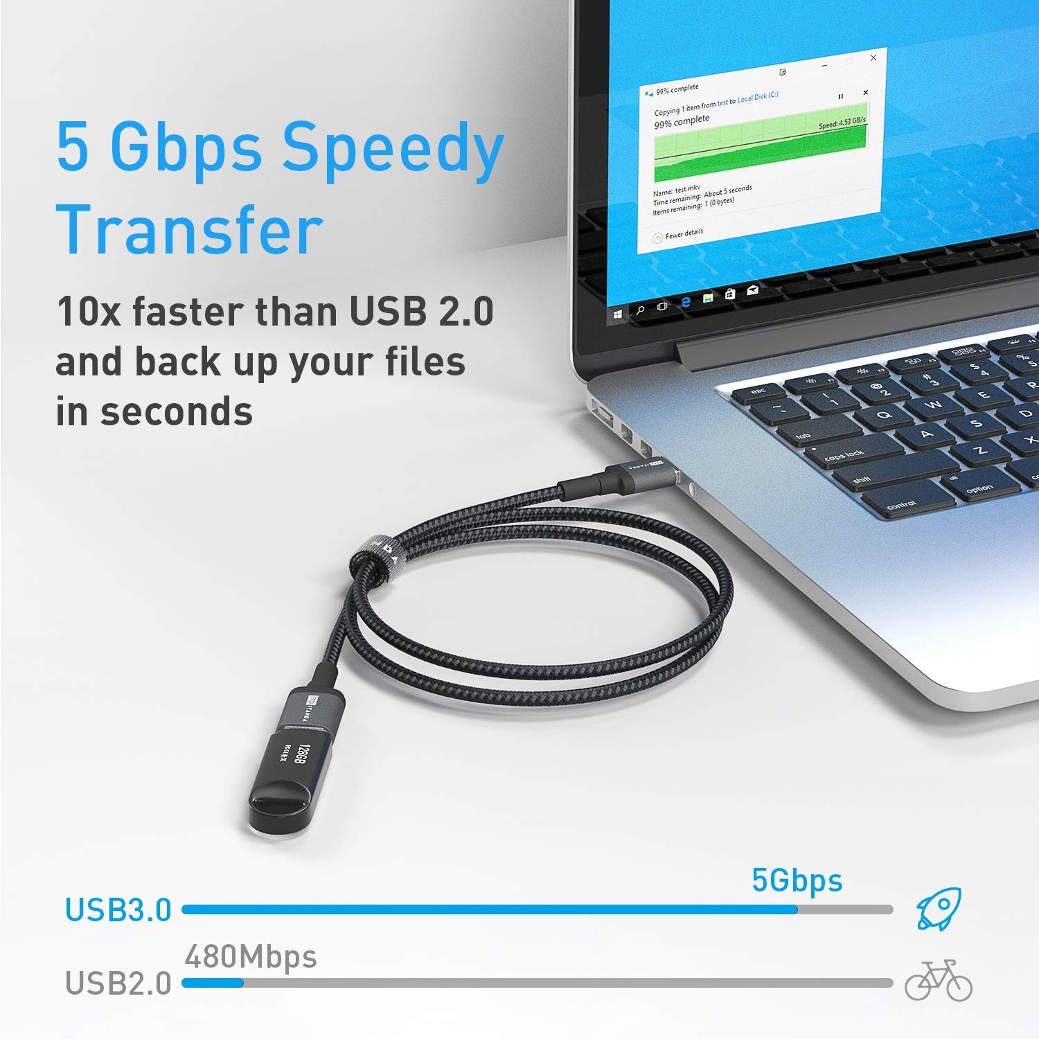 Universal 10FT USB 3.0 Extension Cable – Fast Charging, Ideal for Gaming & More
