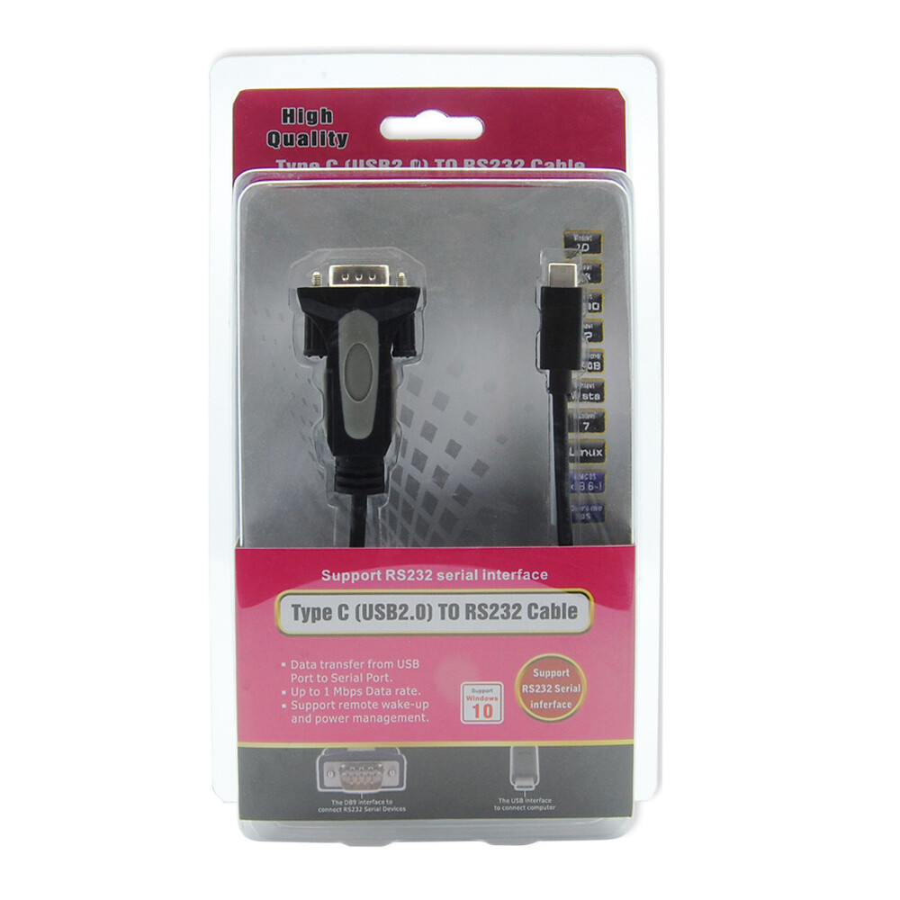3ft USB 3.0 & USB-C to RS232 Serial Cable Adapter DB9 Male/Female FTDI Chipset