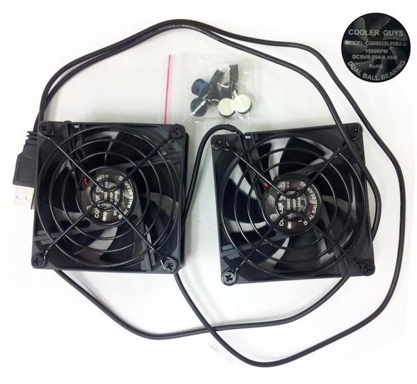 Coolerguys Dual 80mm USB Cooling Fans, New, Free Shipping