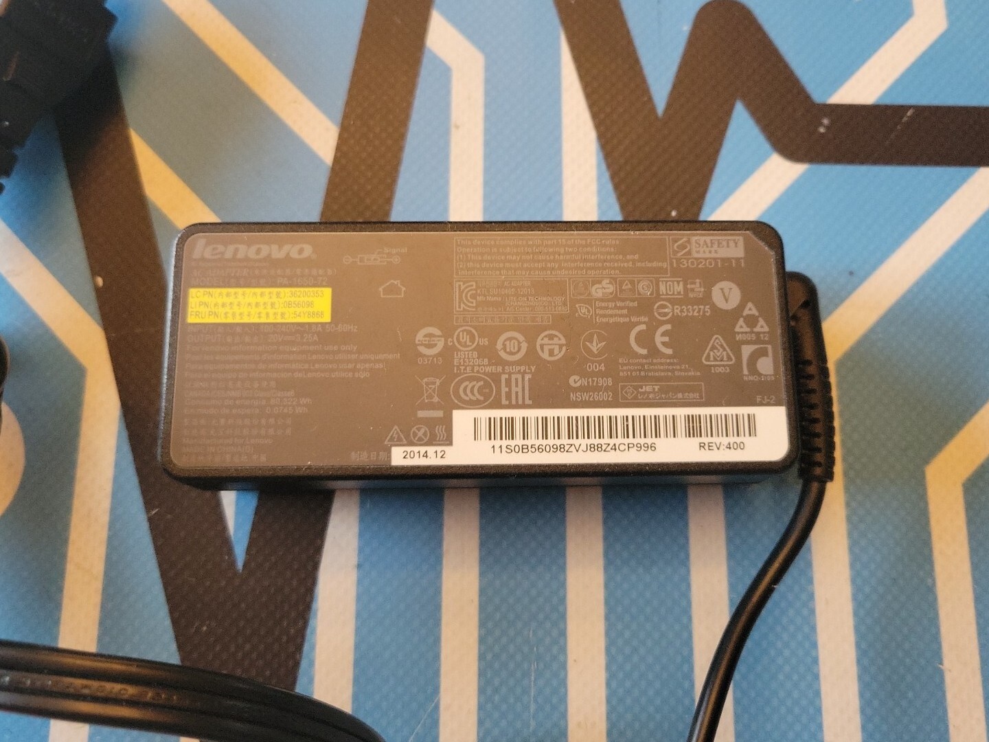 Genuine Lenovo Laptop Square Tip Charger 65W 3.25A 20V AC Adapter + Power Cord