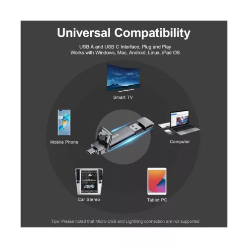 SSK USB Drive, External SSD USB Fast 550MB/s 2-in-1 Dual Drive USB Type C+ USB