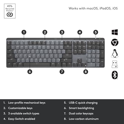 Logitech MX Mechanical Wireless Illuminated Performance Keyboard Tactile