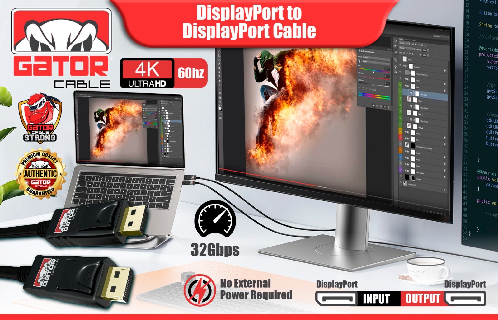 DisplayPort To DisplayPort Cable Male to Male 4K 60Hz Audio Video Display 6FT
