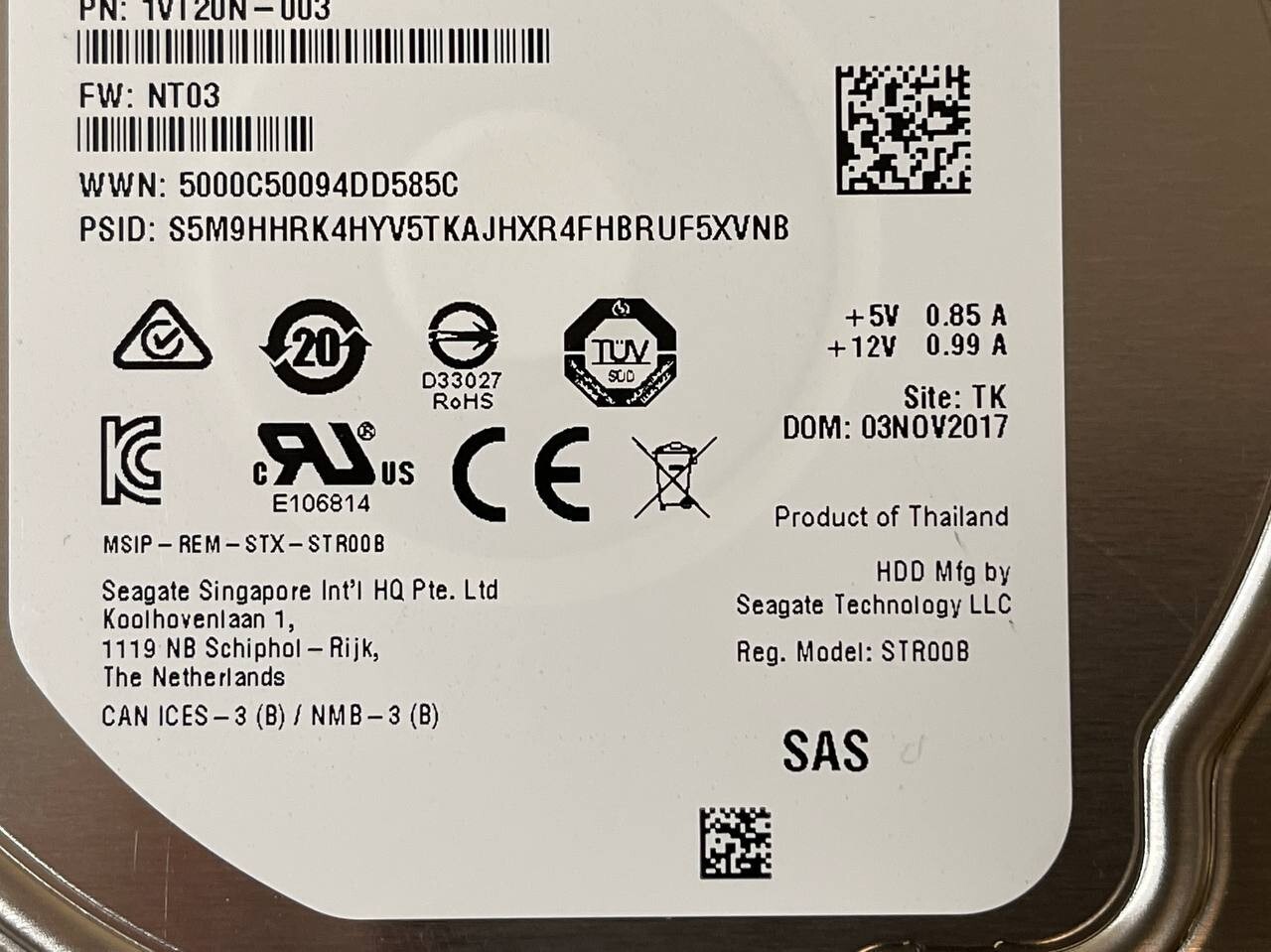 Seagate Hard Drive Exos 7E8 3TB 7200RPM 128MB SAS 12Gb/s 3.5 ST3000NM0035 HDD