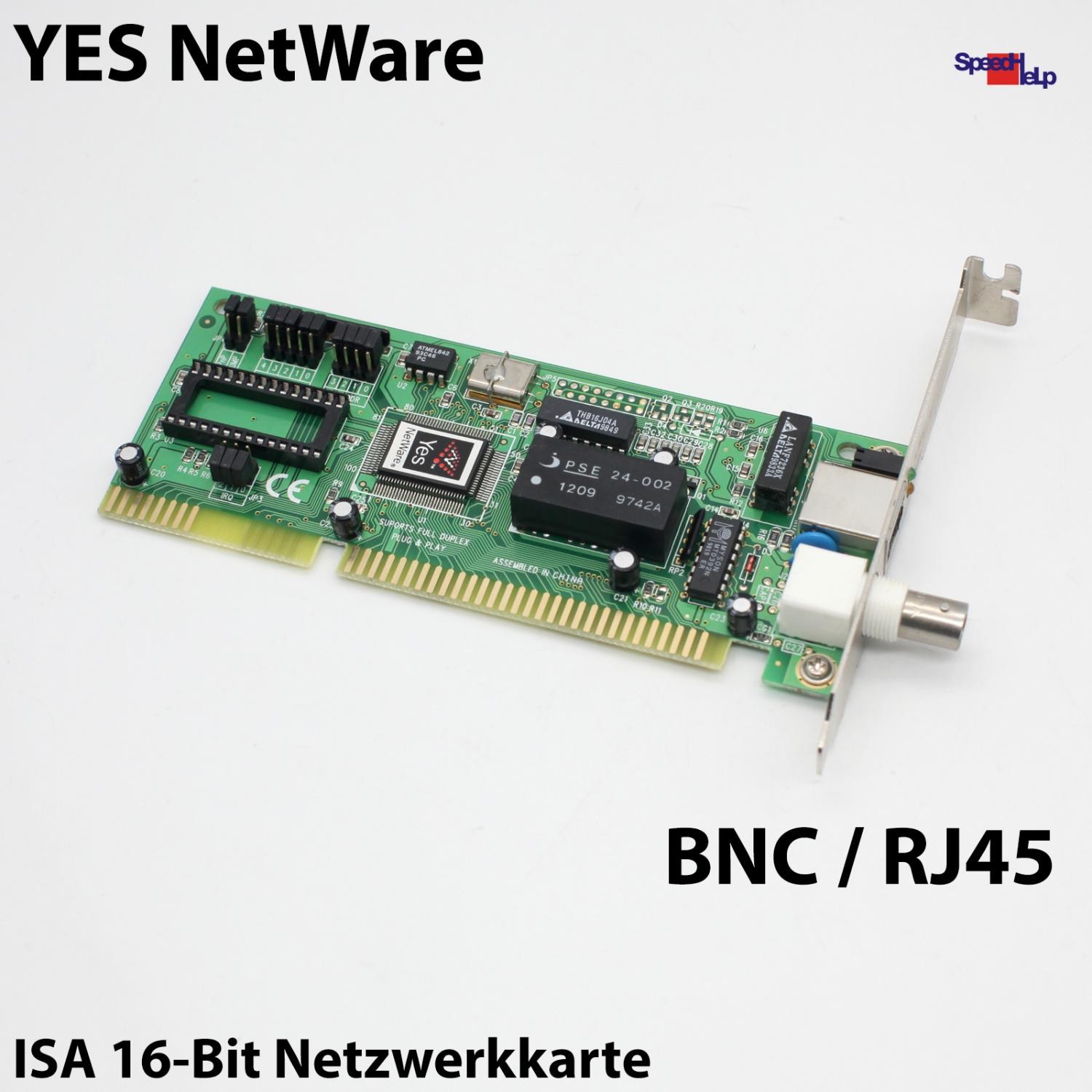 NOVELL NETWARE YES 16-BIT ISA BNC NETWORK CARD ETHERNET LAN CARD NE2000 10MBIT