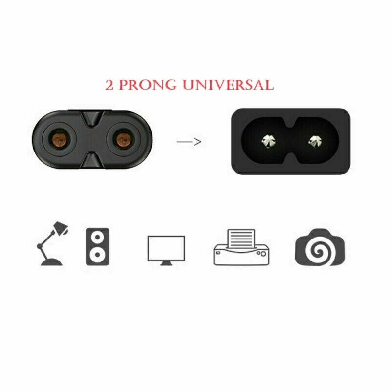 2 Prong None-Polarized Power Cord for Vizio LED TV Smart HDTV AC Wall Cable