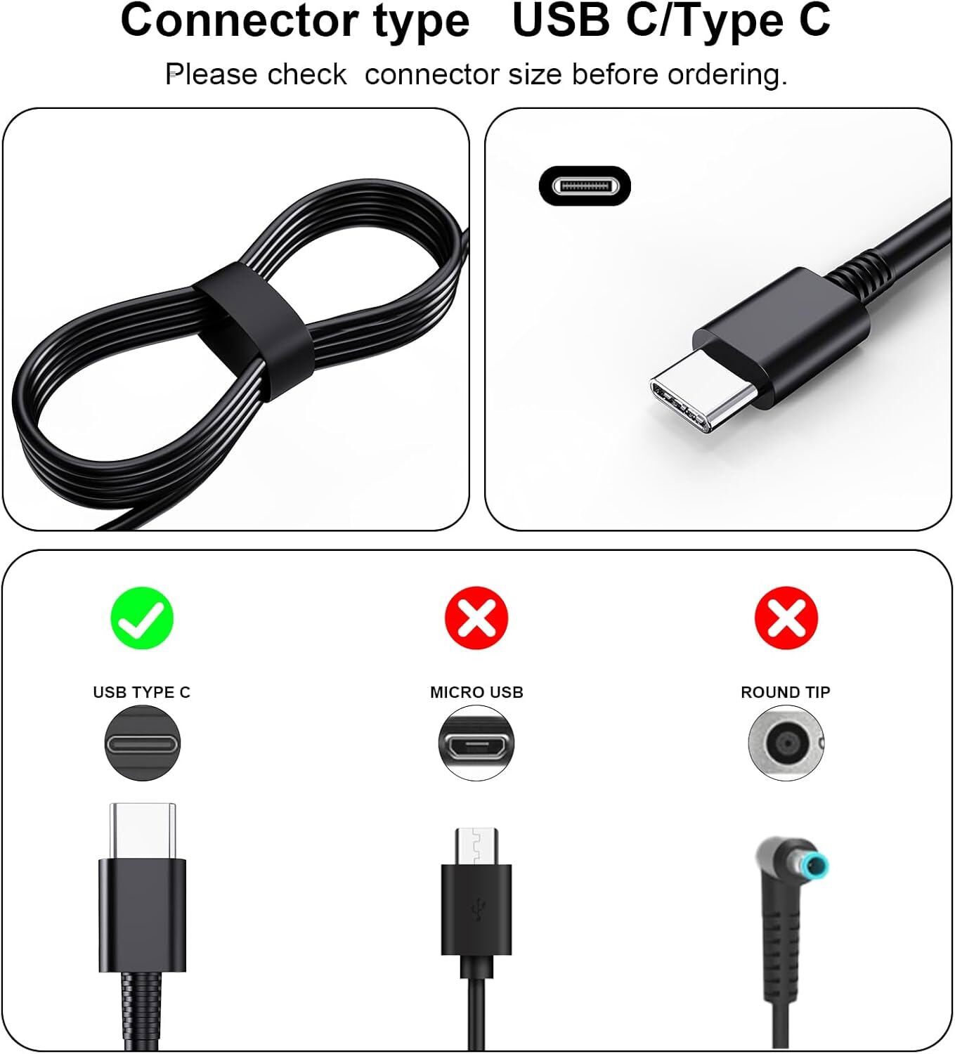 For Lenovo 65W Charger USB-C Power AC Adapter ThinkPad T14 T14s T490s T15 Laptop