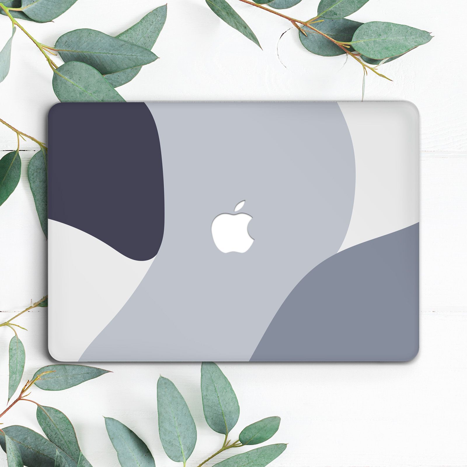 Blue Gray Mixed Color Abstract Shapes Hard Case For Macbook Pro 13 15 16 Air 13