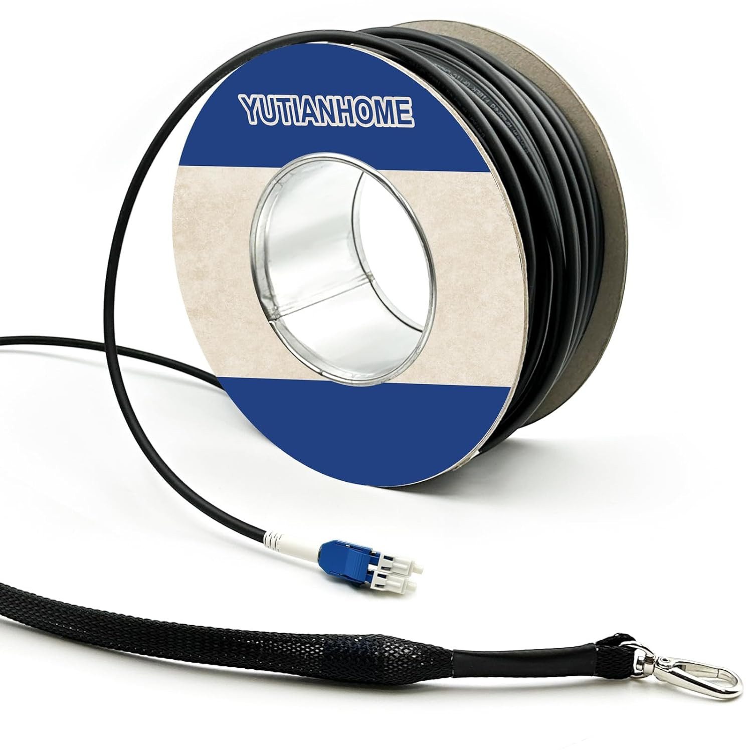 656Ft/200M Od-5Mm Industrial TPU OS2 LC to LC Outdoor Armored Fiber Optic Cable,