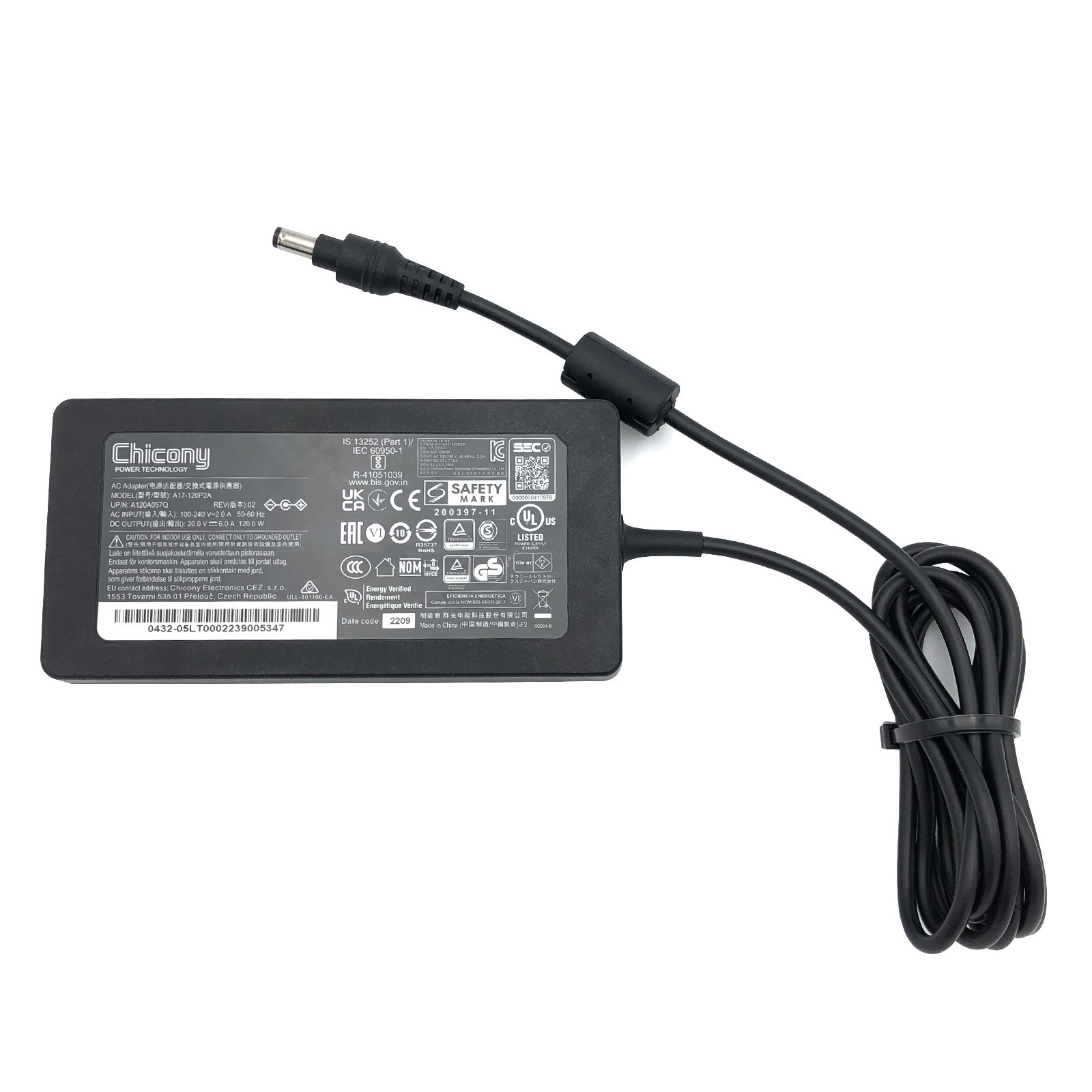 Original Chicony AC Adapter A17-120P2A Power Supply 20V 6A Charger 5.5mm
