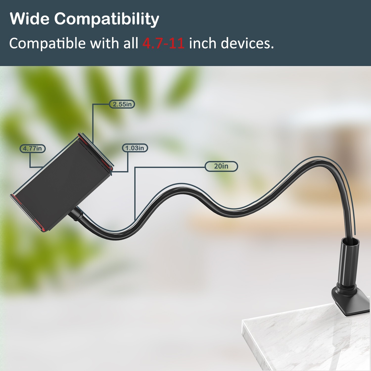 Universal Gooseneck Tablet Mount Phone Holder Flexible Long Arm Clamp Desk Bed