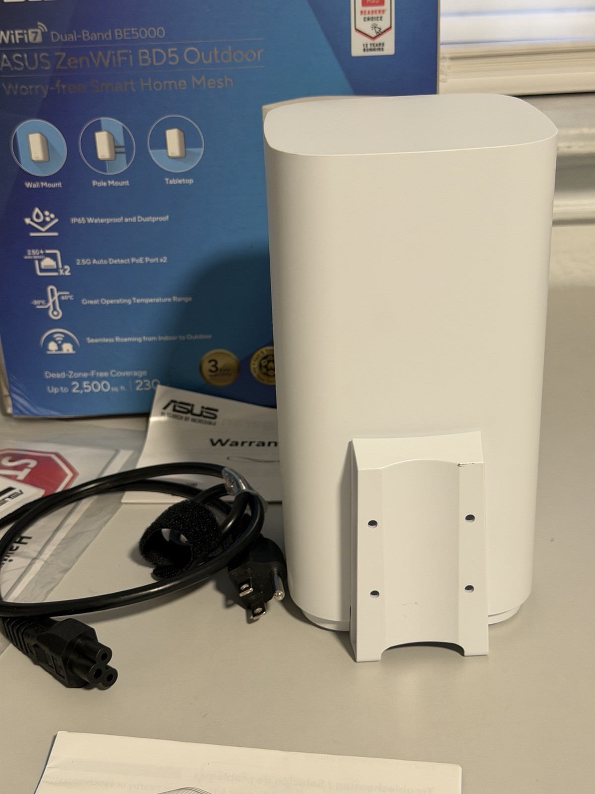 ASUS – ZenWiFi BD5 BE5000 Dual-Band Wi-Fi 7 Outdoor Router (1-pack) – White