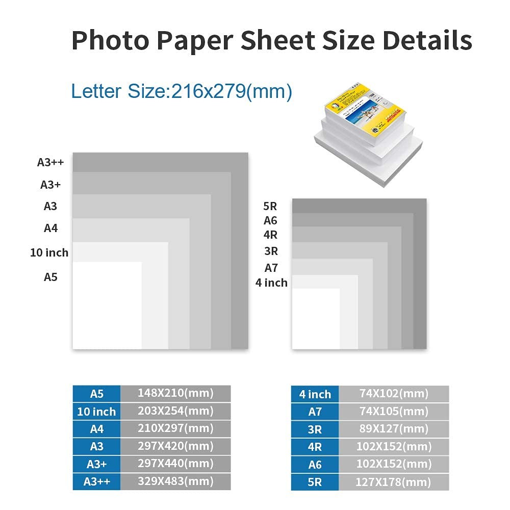 100 Sheets 8.5×11 Inch Single Sided High Glossy Photo Paper 30LB Inkjet