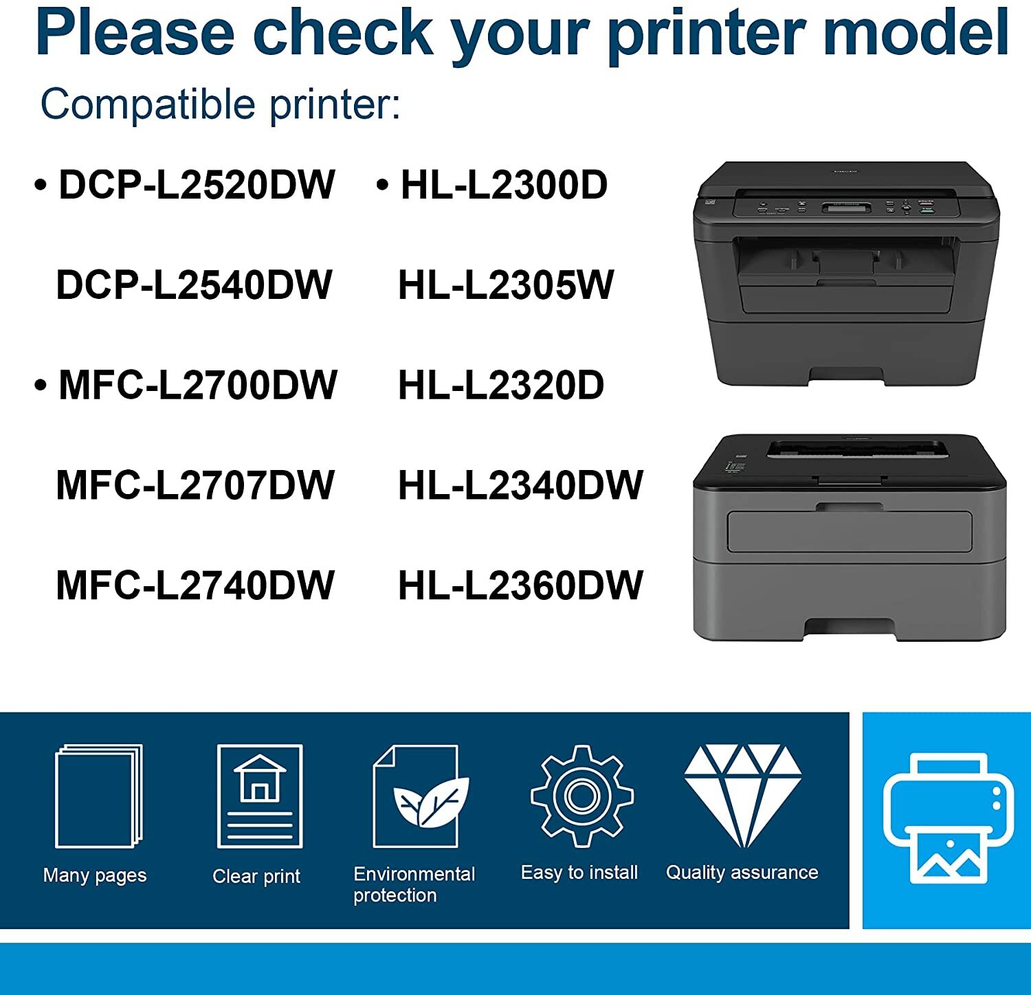 1 Pack TN660 High Yield Toner Cartridge for Brother MFC-L2700DW HL-L2300D tn630