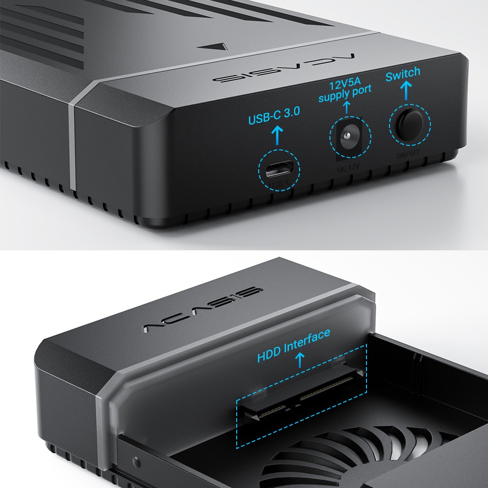 Acasis 2.5/3.5 Inch Plastic USB 3.0 to SATA Hard Drive Enclosure