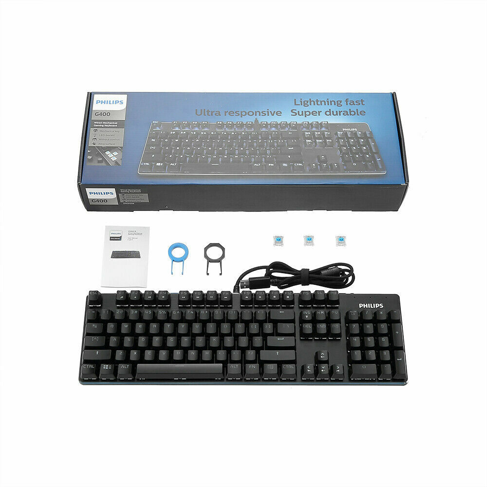 Philips Mechanical Gaming Keyboard 104-Key clear and crisp Backlit Wired Metal