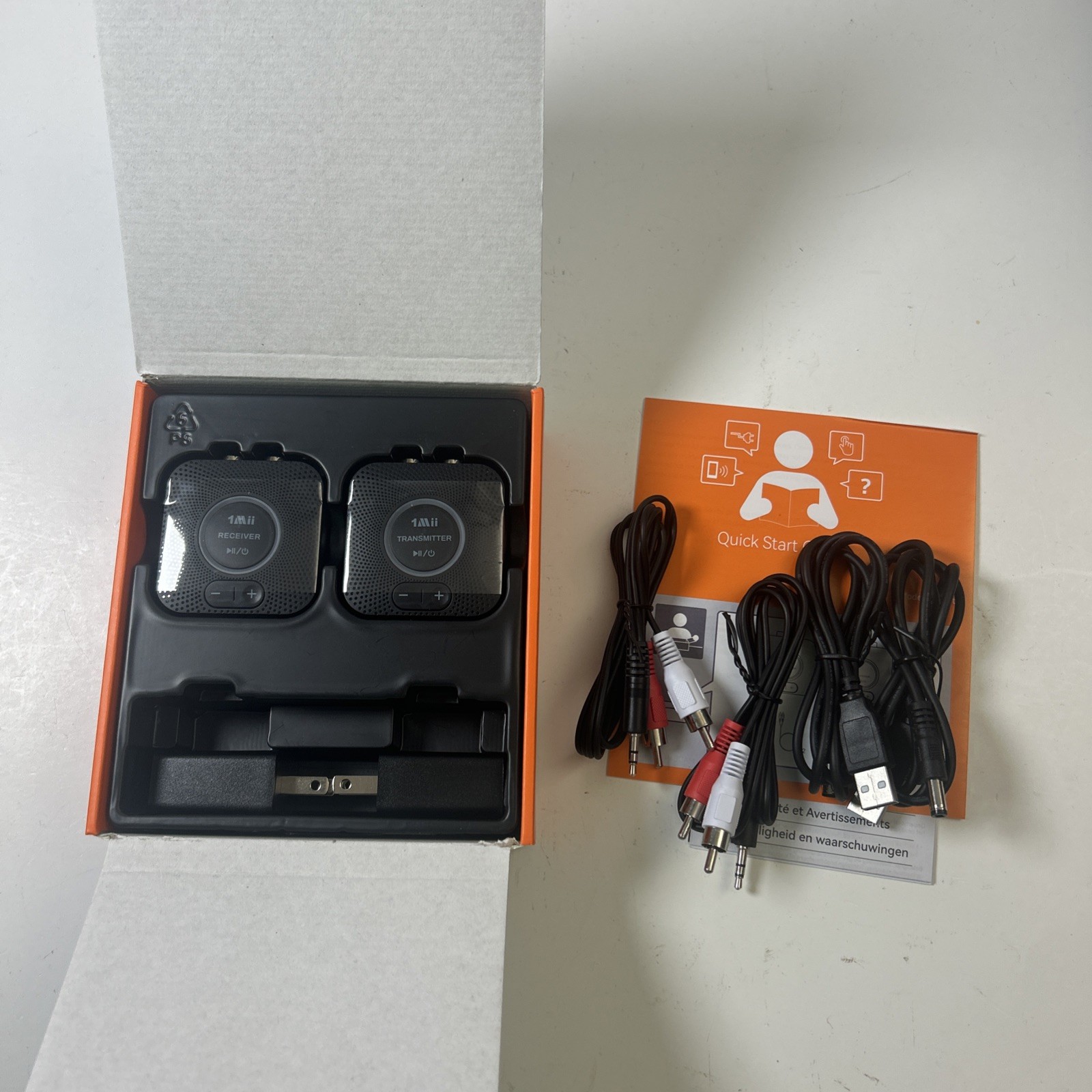 1Mii 2.4GHz Wireless Audio Transmitter Receiver Set for TV, 262Ft/80M Long Range
