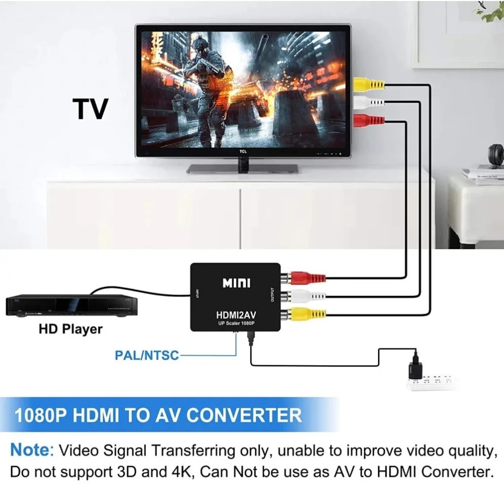 HDMI To RCA AV Adapter Converter Cable CVBS 3RCA 1080P Composite Video Audio