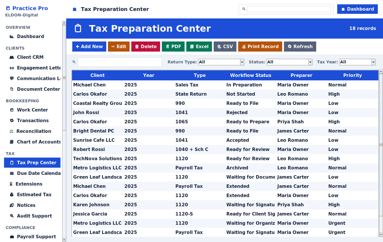 Bookkeeping & Tax Business Management Software Bookkeeper Tax Preparer Win/MAC