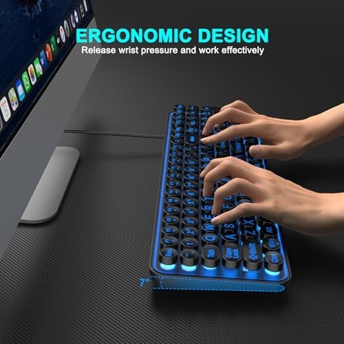 Large Print Backlit Keyboard,Usb Wired Lighted Computer Keyboard with 7-Color Ba