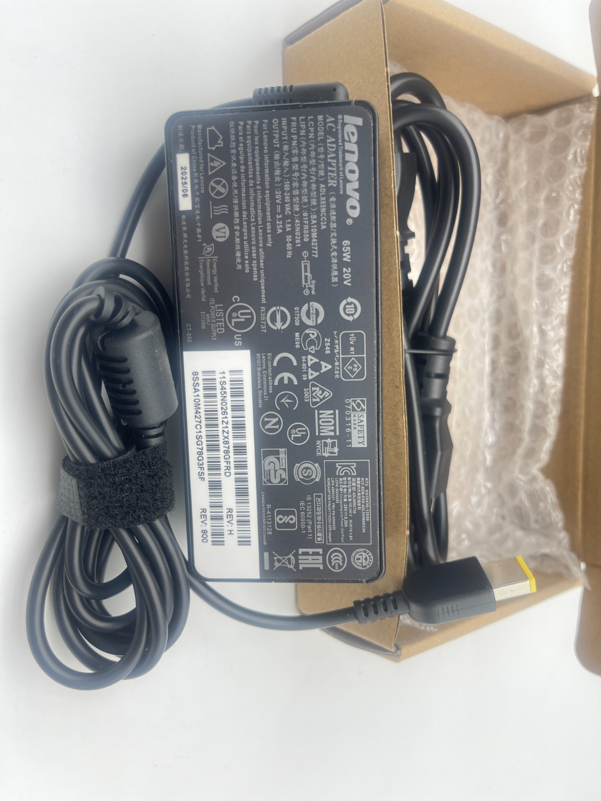 Genuine 65W 20V 3.25A Lenovo Laptop Charger AC Power Adapter Square Tip ThinkPad