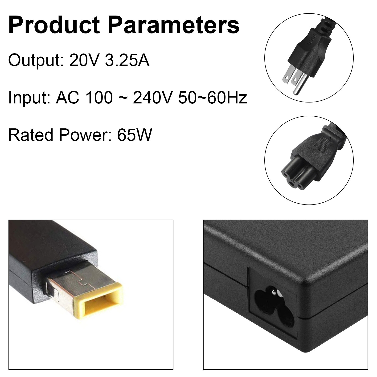 AC Power Supply Adapter 20V 65W Charger for Lenovo ThinkCentre M73 M93 M93p w/PC