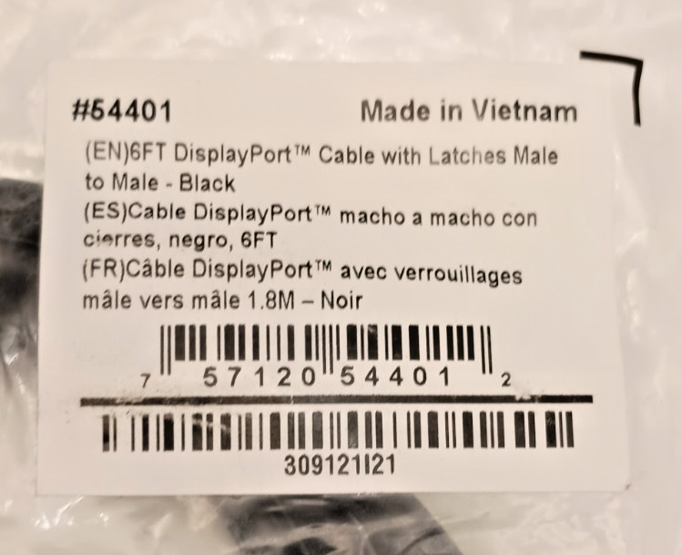 DisplayPort Male to Male Cable – 6 Foot Digital Display Cable, 8k UHD -C2G 54401