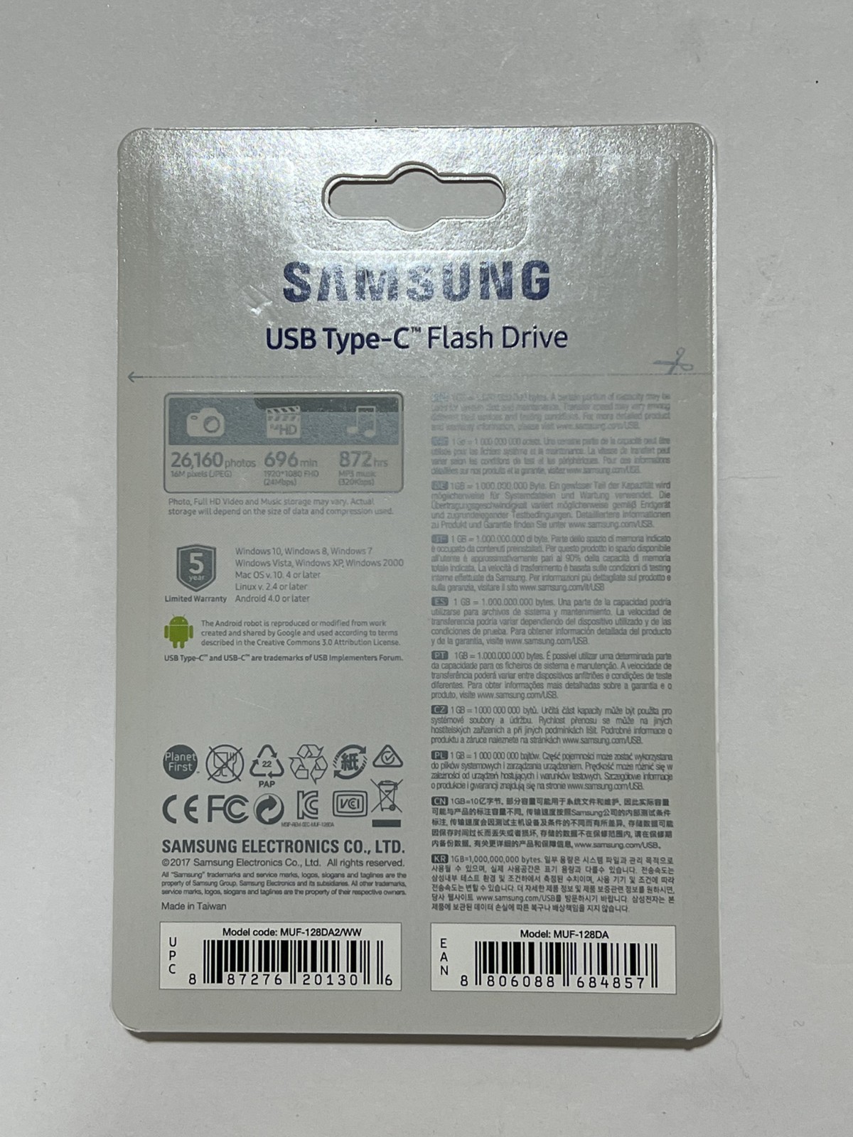 New Samsung 128GB USB 3.1 Gen1 USB Type-C Flash Drive Black MUF-128DA2/WW