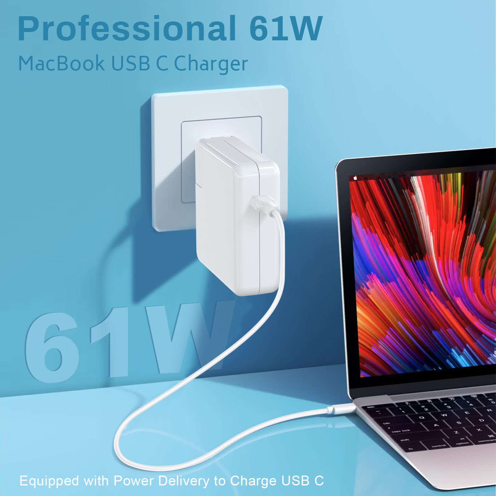 61W Type C USB C AC Adapter Charger for MacBook Pro 13″2016 2017 2018 2019 A1708