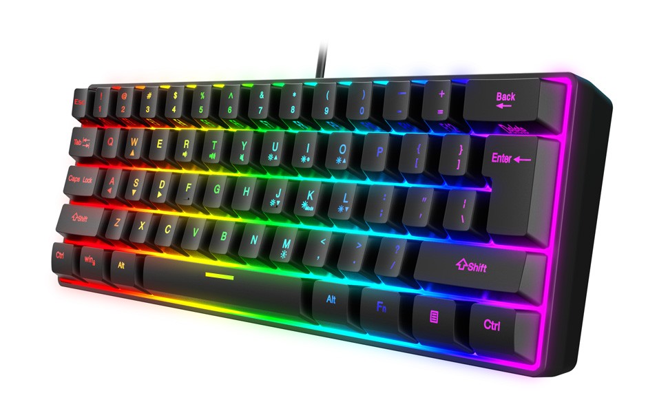 Snpurdiri 60% Wired Gaming Keyboard, RGB Backlit Ultra-Compact Mini Keyboard