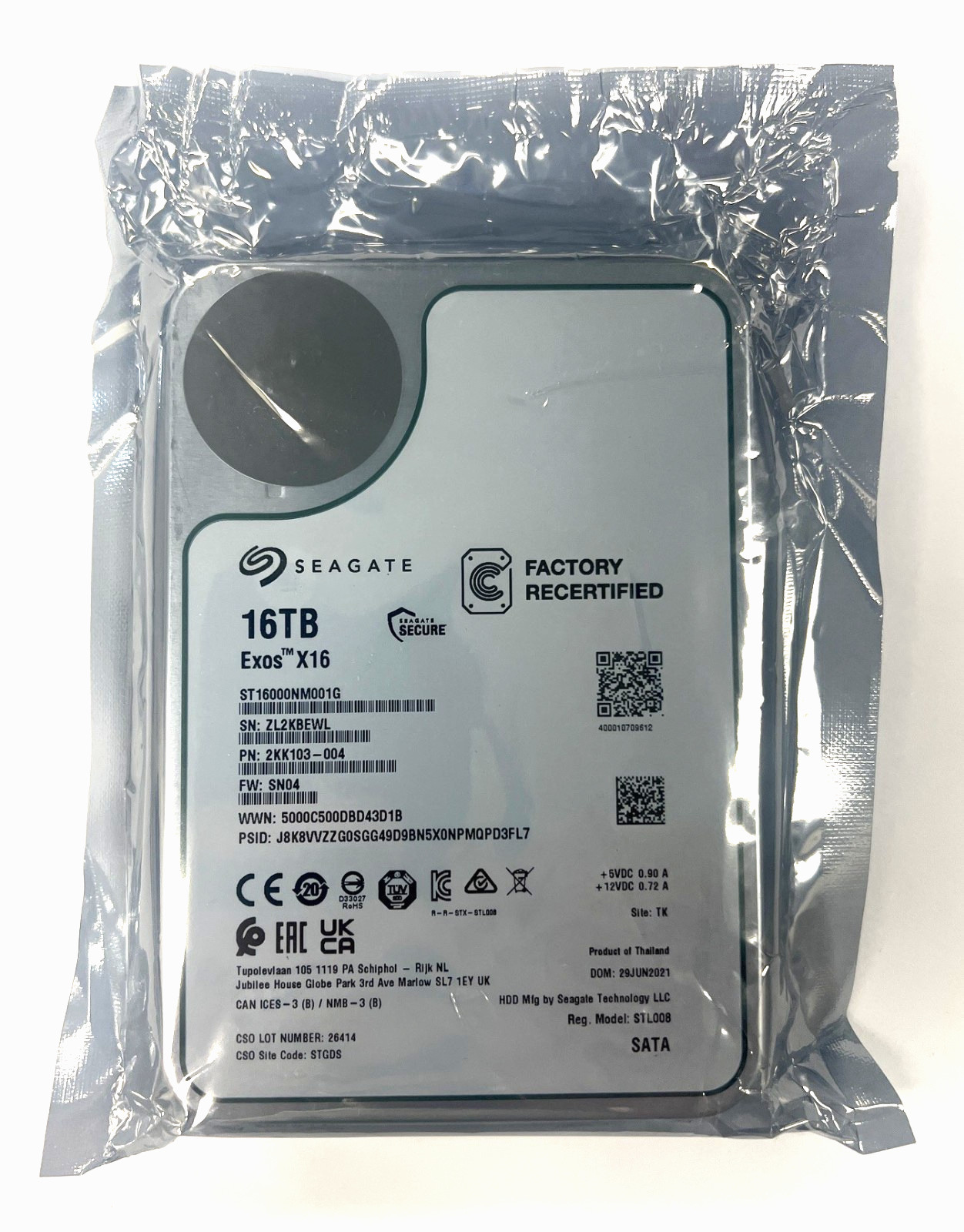 Seagate EXOS X16 ST16000NM001G 16TB 256MB 7200rpm 3.5″ SATA 6Gb/s Enterprise HDD