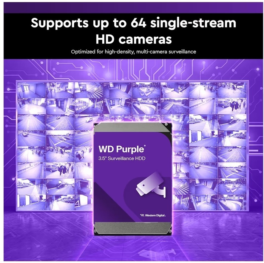 Western Digital WD Purple 2TB Hard Drive HDD for DVR NVR Security Camera CCTV