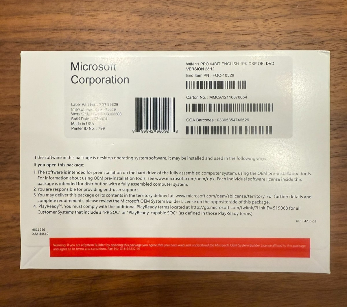 Windows 11 Pro DVD / Product Key Factory Sealed