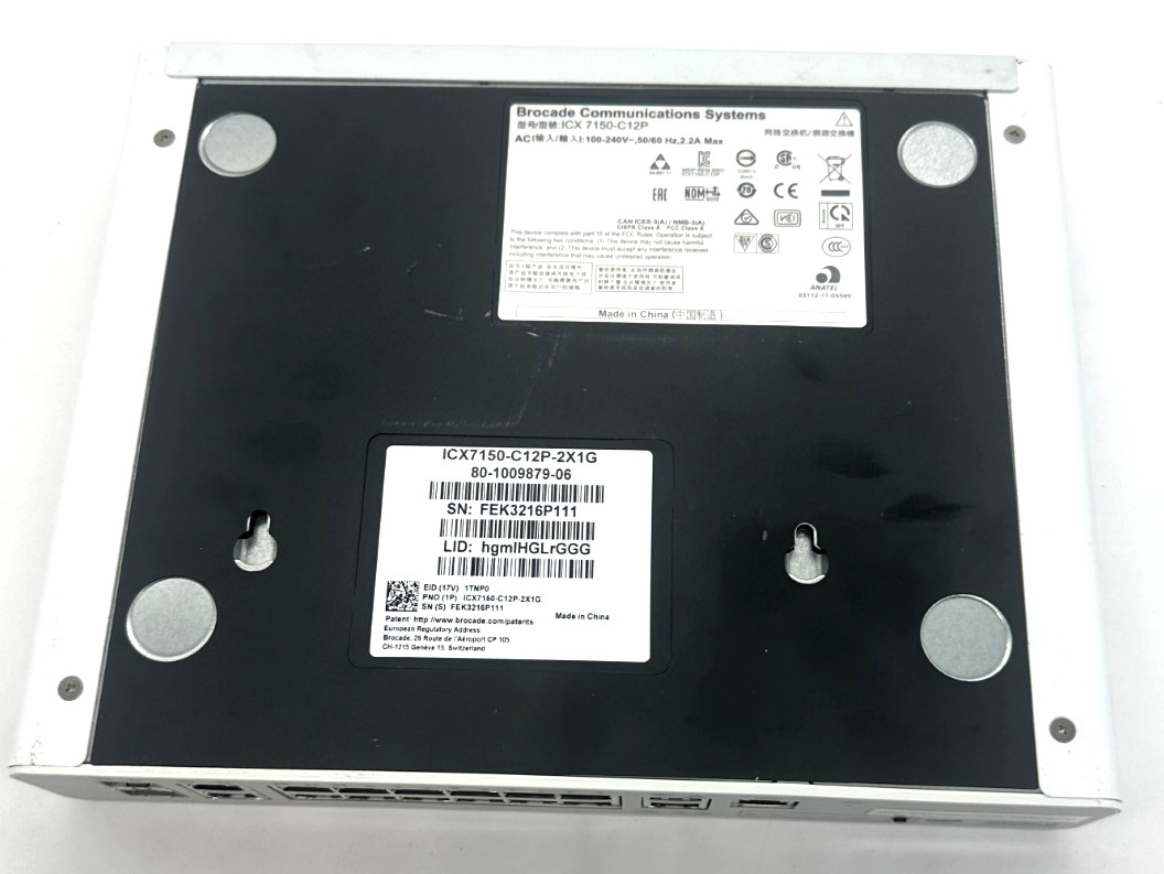 Ruckus ICX7150-C12P 12-Port PoE+ Gigabit Switch L3 Managed Fanless | UNIT ONLY