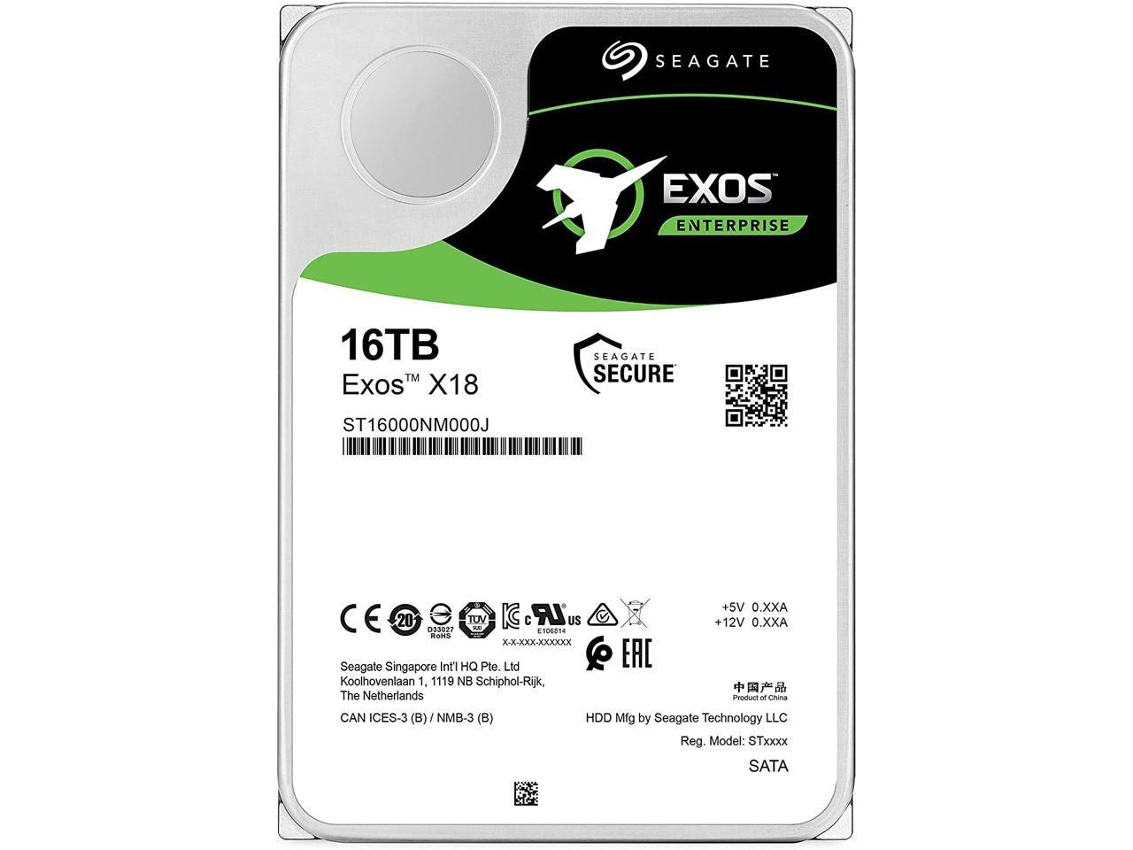 Seagate Exos 16TB Enterprise HDD X18 SATA 6Gb/s 512e/4Kn 7200 RPM 256MB Cache 3.