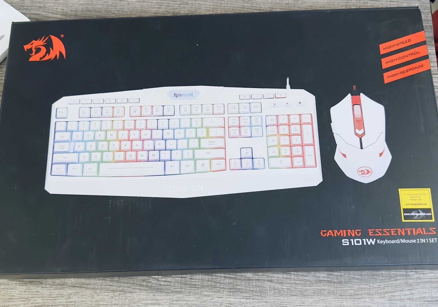 Redragon Gaming Essentials wired Keyboard/Mouse S101W 2 In 1 Set White