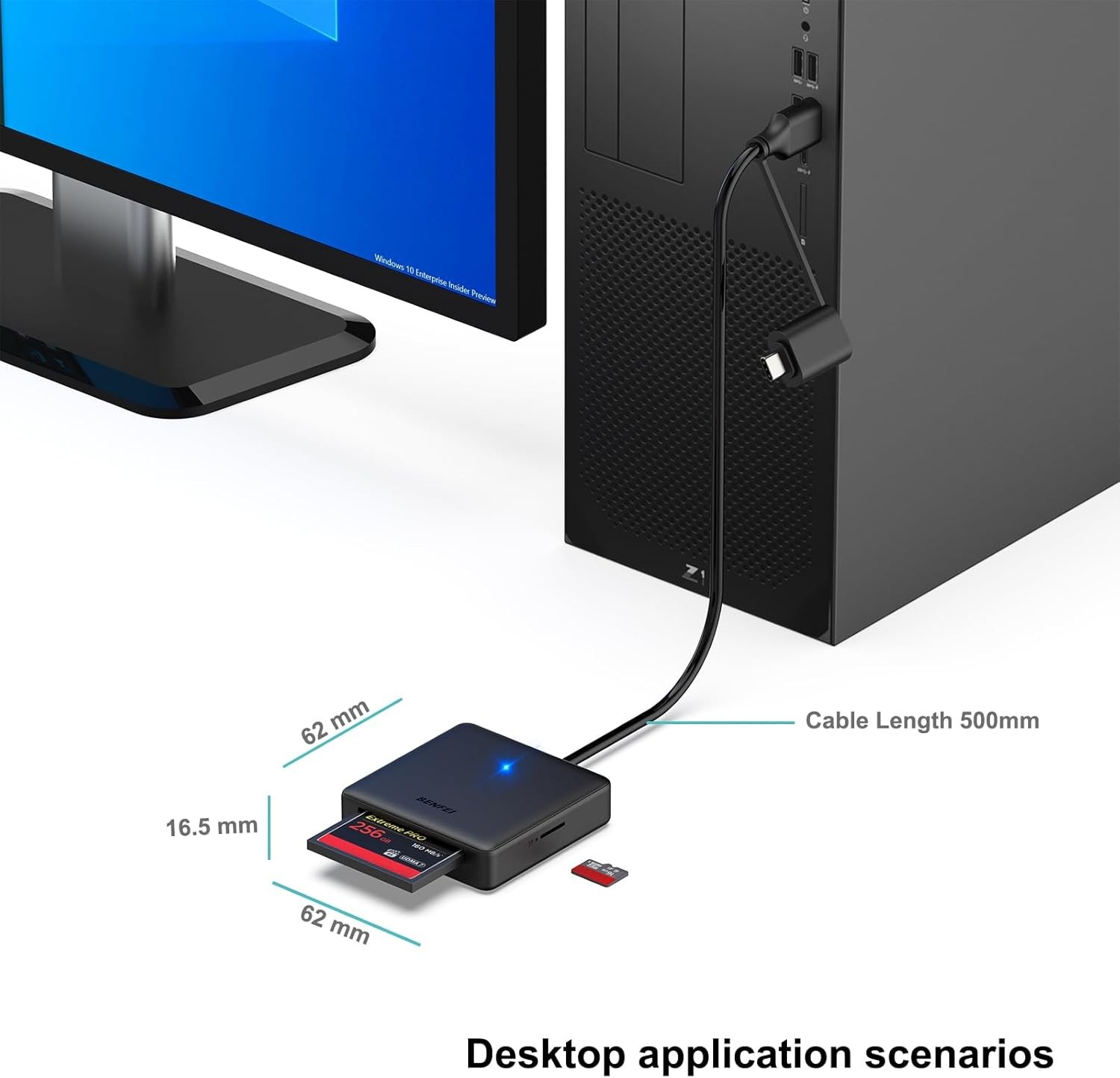 Memory Card Reader 4-in-1 USB 3.0 & USB-C Adapter for SD, Micro SD, MS, CF Cards