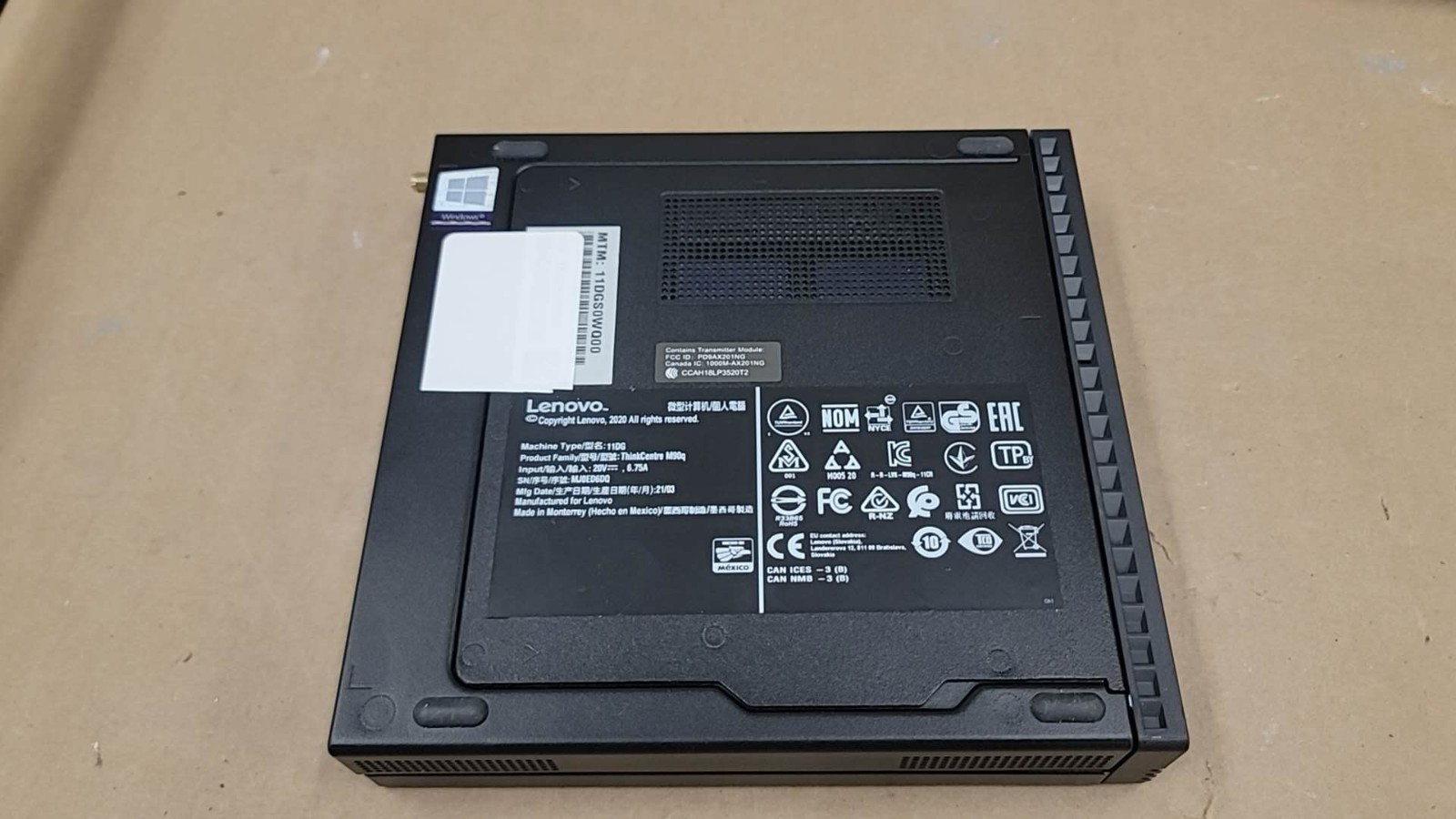 Lenovo ThinkCentre M90q I7-10700T No RAM/ SSD/ CHARGER – BAREBONES – W11P -note