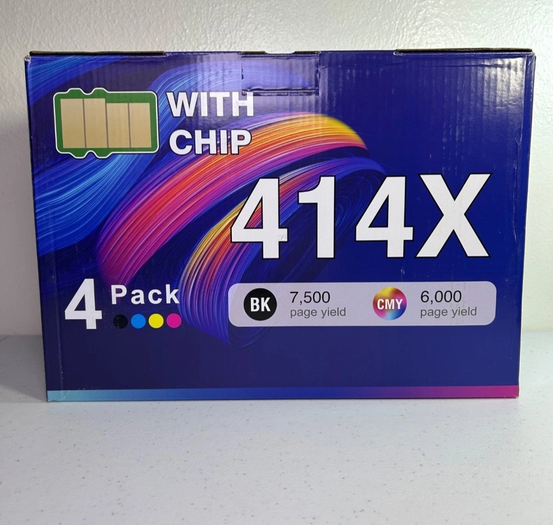 4-Pack 414X Toner With Chip for HP M479fdw M479fdn M454dw M454dn W2020X W2020A