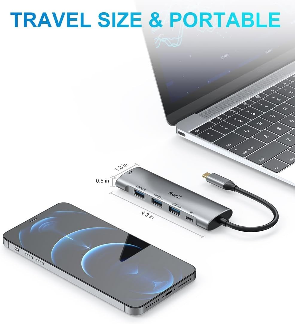 USB C Hub,USB C Hub Multiport Adapter 4K@60Hz 5 in 1 USBC to Hdmi Adapter wit…