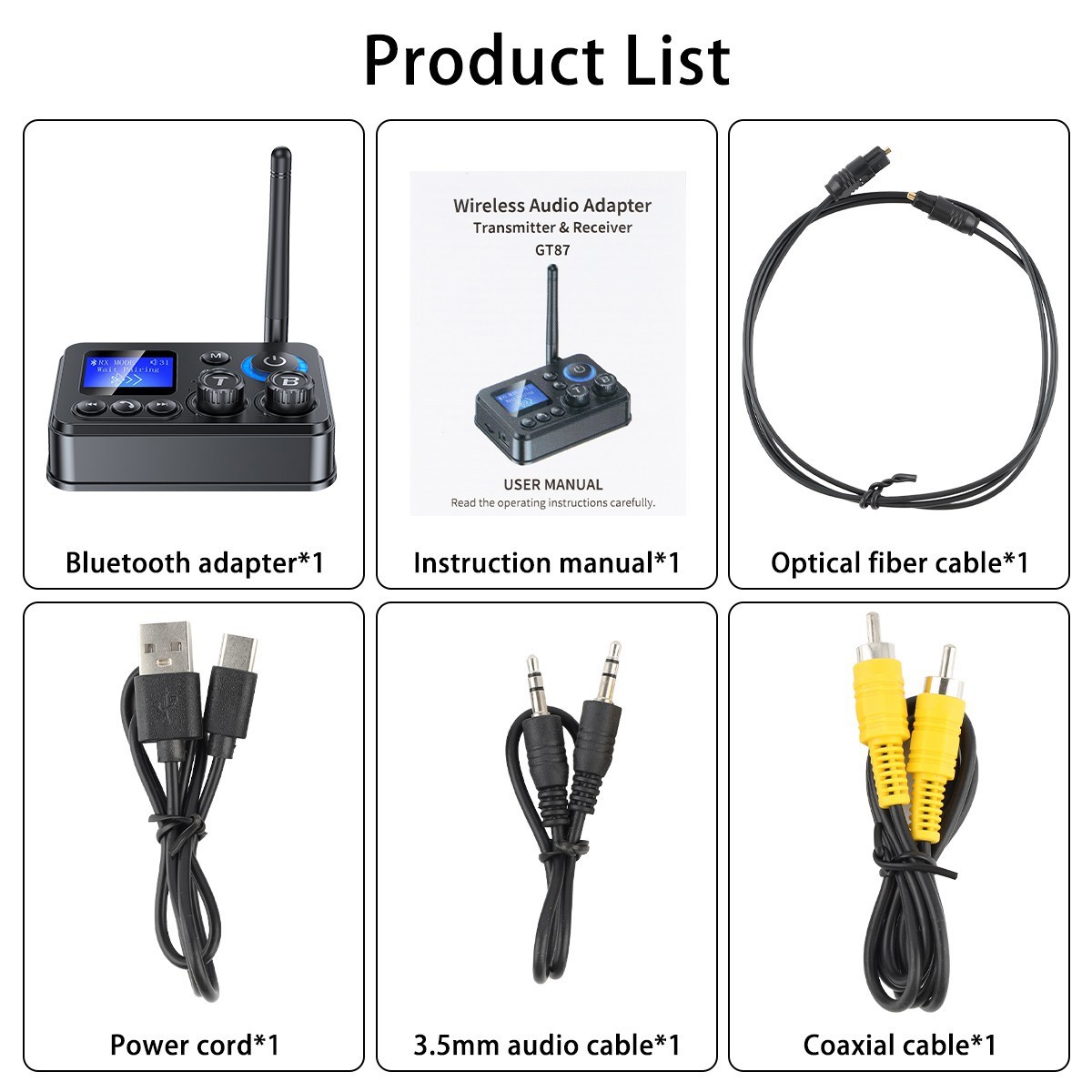 RX/TX Bluetooth 5.4 Transmitter Receiver 3.5mm AUX TV Home Stereo Audio Adapter+