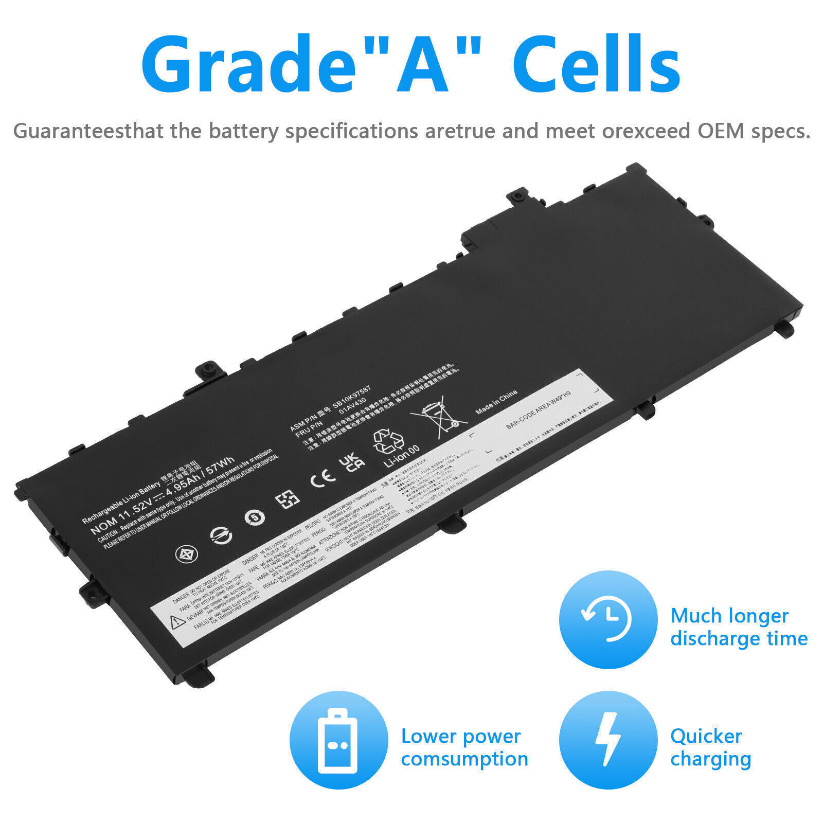 ❤️LOT OF Battery 01AV430 For Lenovo ThinkPad X1 Carbon 5th Gen 2017/6th Gen 2018