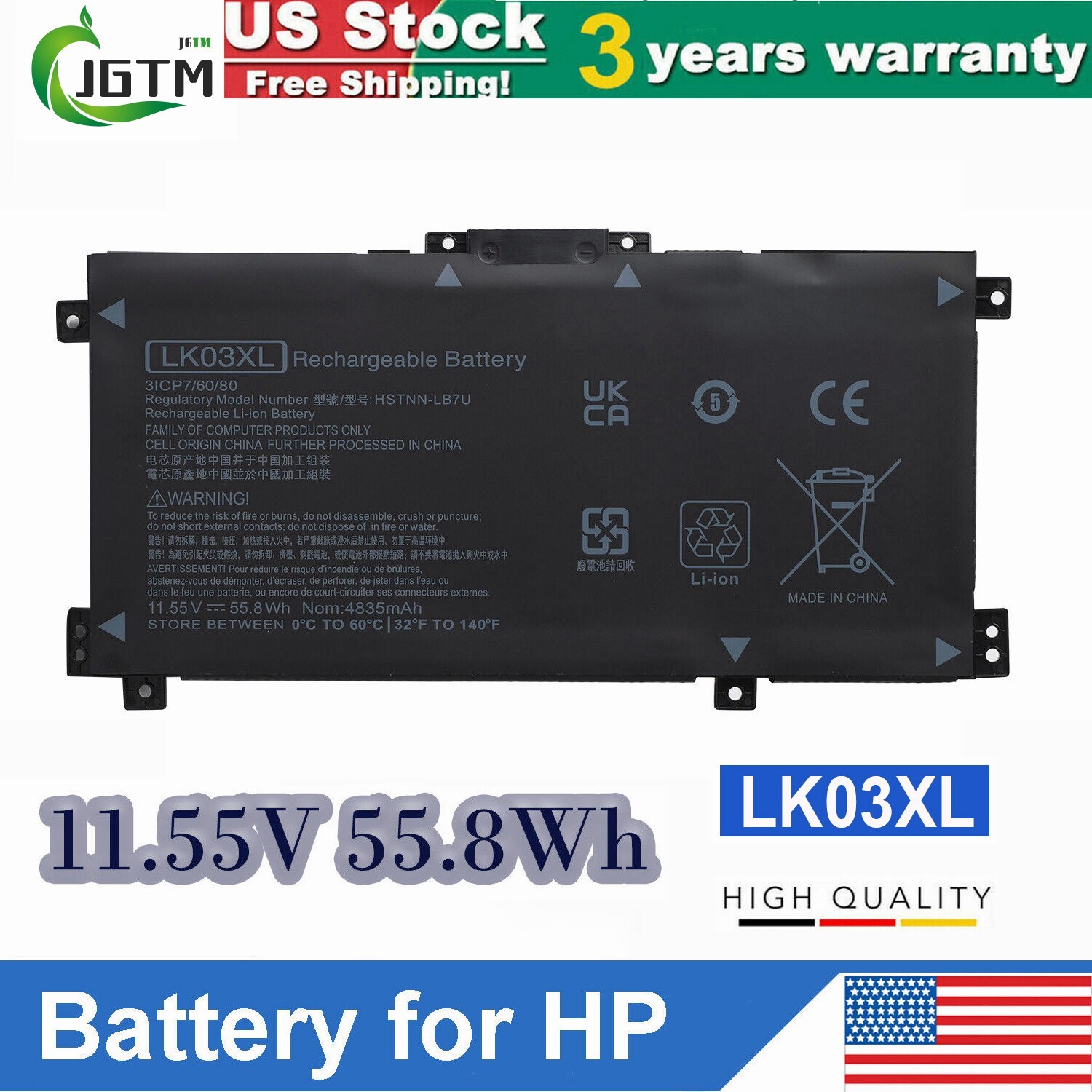 LK03XL Battery For HP ENVY X360 17-AE 17M-AE 916814-855 L09281-855 11.55V 55.8Wh